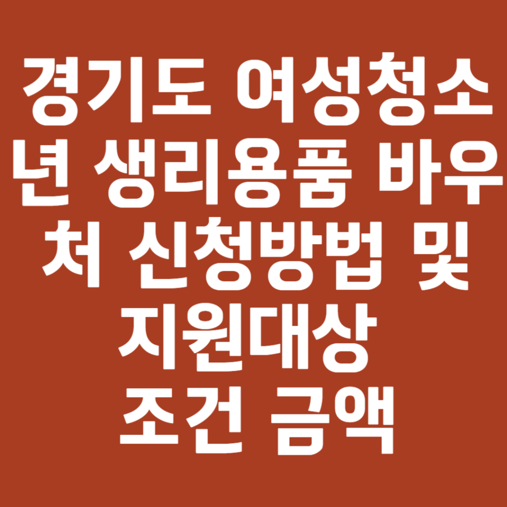 2024년 경기도 여성청소년 생리용품 바우처 신청방법 및 지원대상 조건 금액 총정리