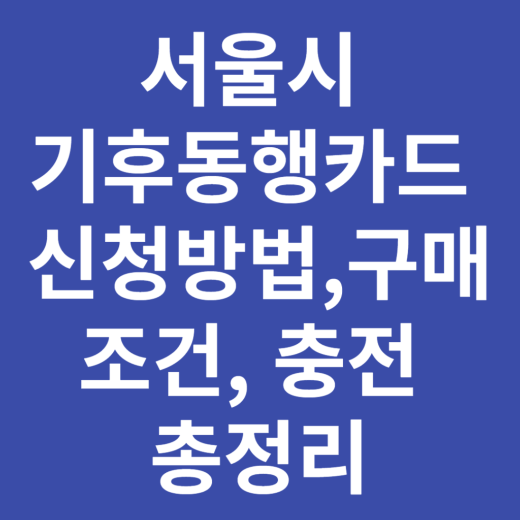 서울시 기후동행카드 신청방법,구매 조건, 충전 총정리