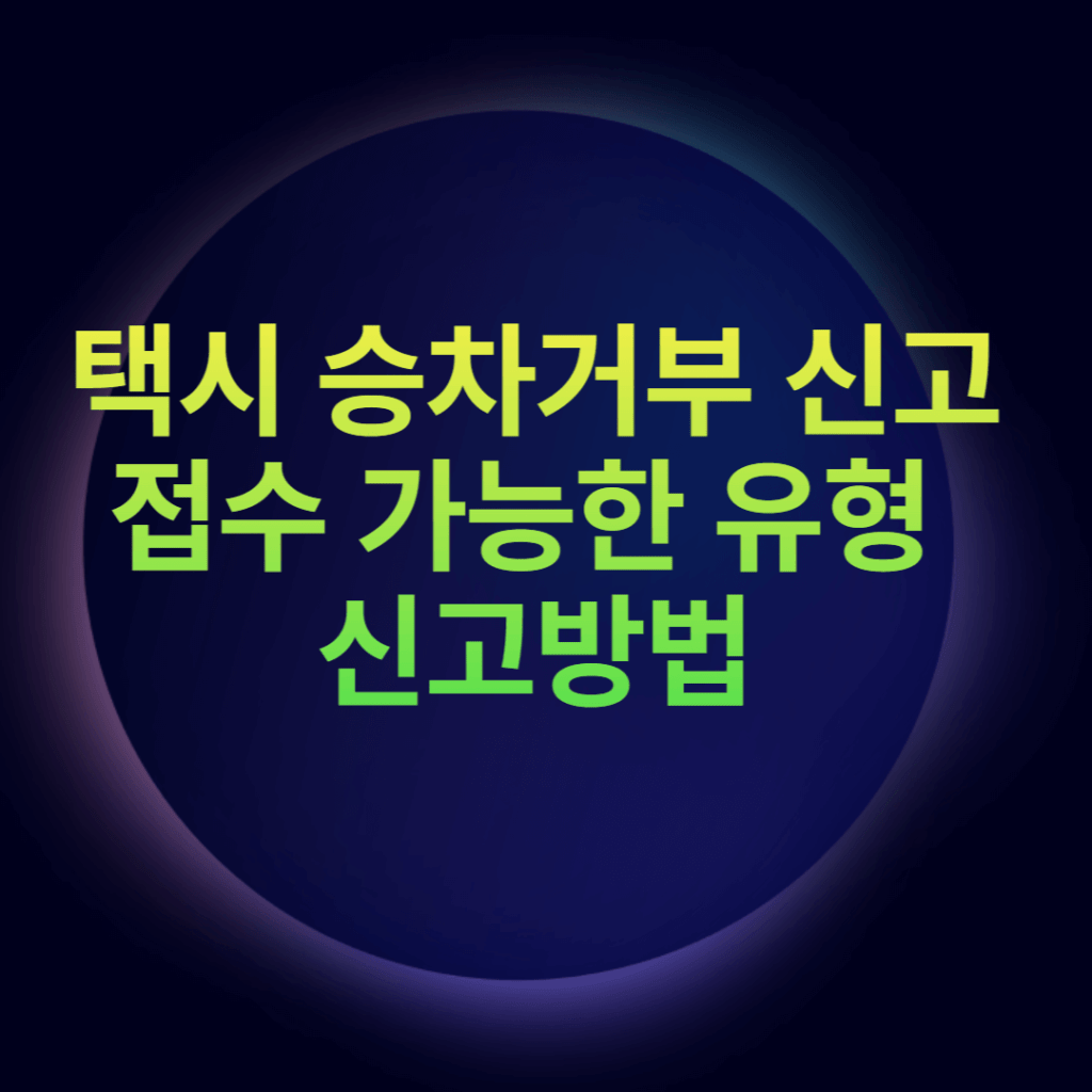 택시 승차거부 신고 접수 가능한 유형 신고방법