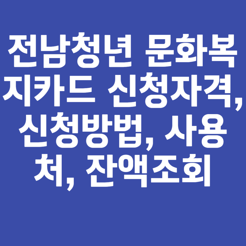 전남청년 문화복지카드 신청자격, 신청방법, 사용처, 잔액조회