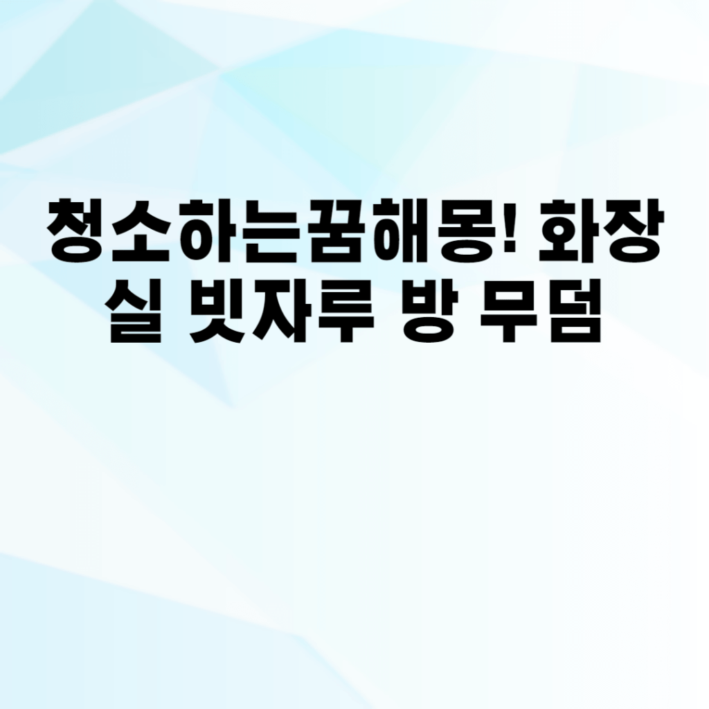 청소하는꿈해몽! 화장실 빗자루 방 무덤
