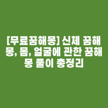 [무료꿈해몽] 신체 꿈해몽, 몸, 얼굴에 관한 꿈해몽 풀이 총정리