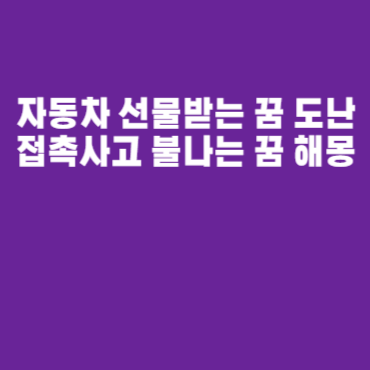 자동차 선물받는 꿈 도난 접촉사고 불나는 꿈 해몽