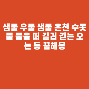 샘물 우물 샘물 온천 수돗물 물을 떠 길러 긷는 오는 등 꿈해몽