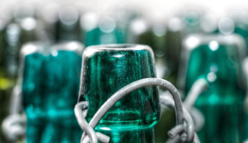 transparent PET bottles sorted separately in a designated collection bag