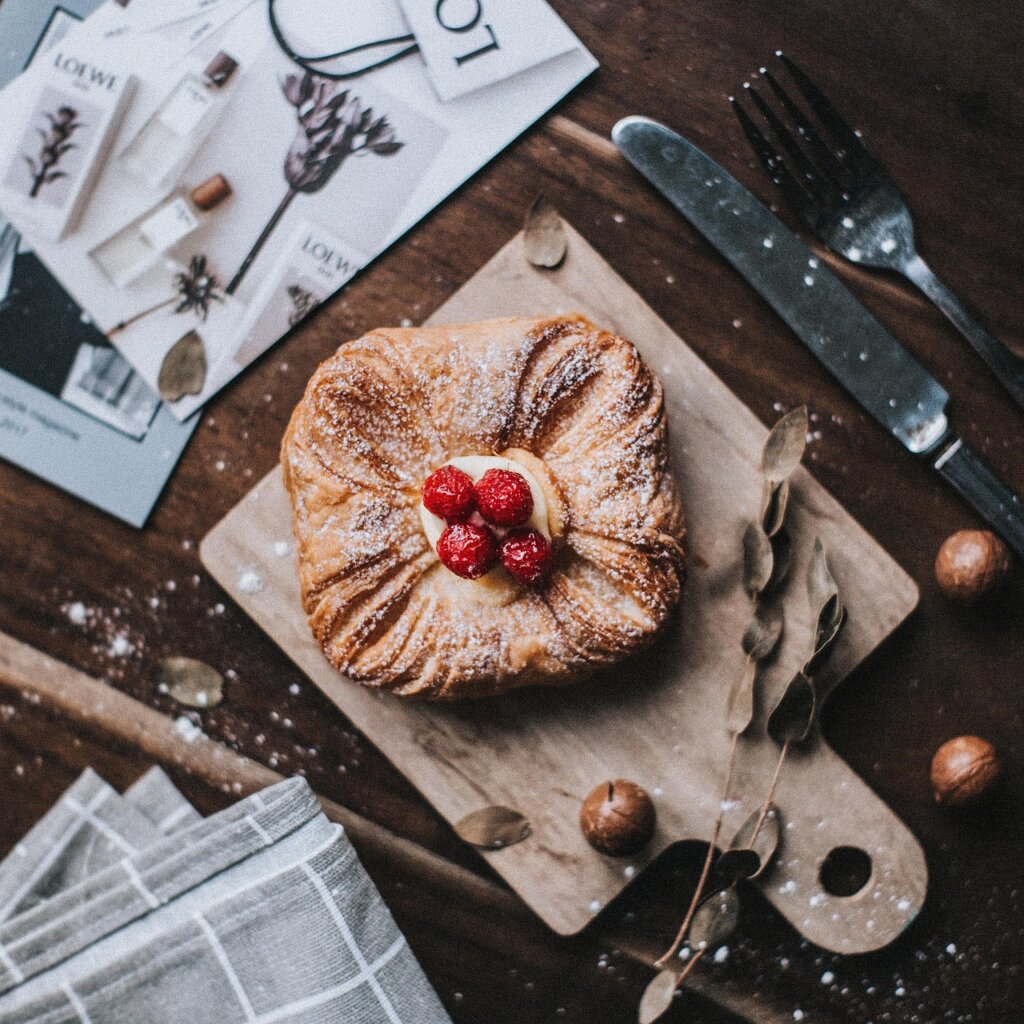 cutting board with knife marks close-up