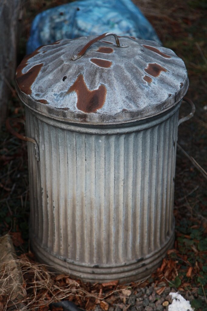 vacuum cleaner dust bin being emptied into trash can